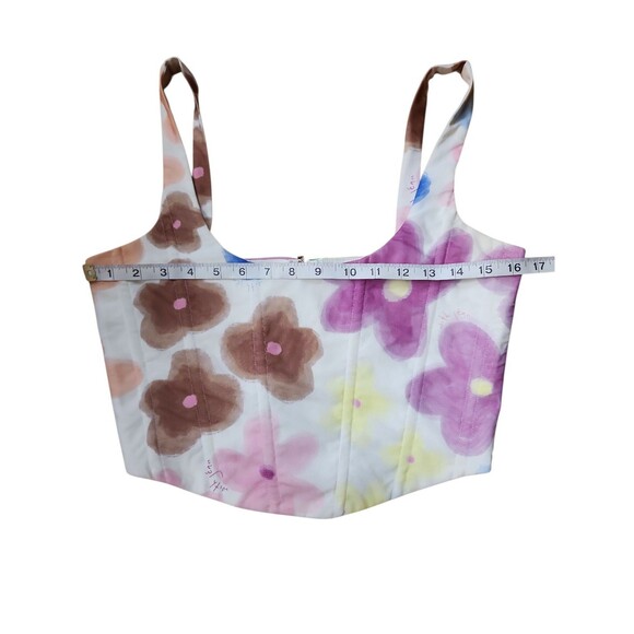 With Cindy Y2K Soft Girl Corset Womens Small Cream Floral Artsy Festival Mesh - Picture 7 of 10